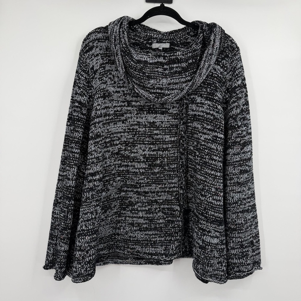 Habitat Sweater Womens 2X Black Cowl Neck Chunky-Knit Pullover Lightweight